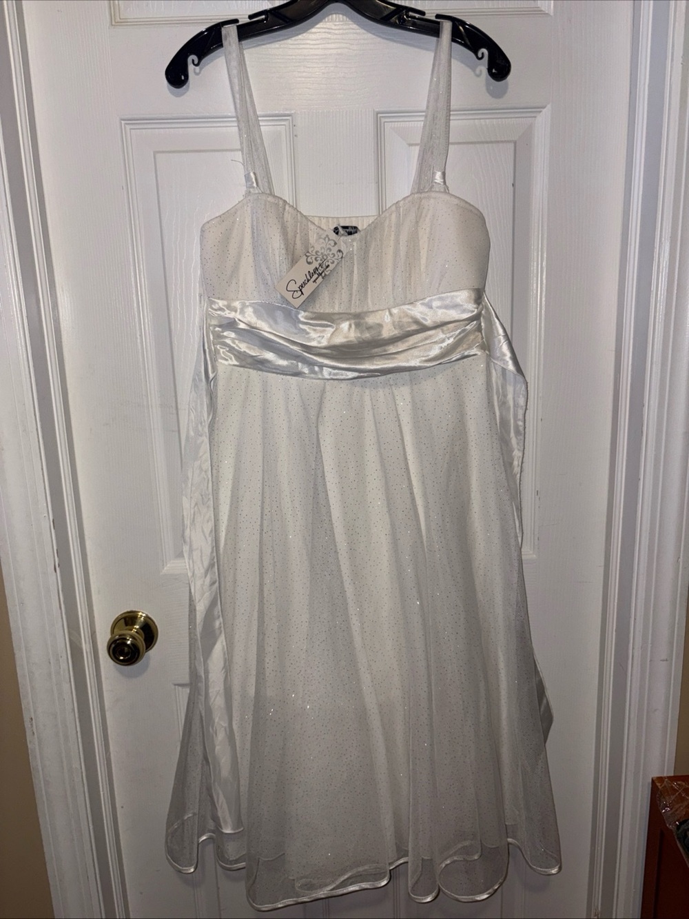 Speechless white Silver Sparkle Satin Waist Dress size 12/13 new